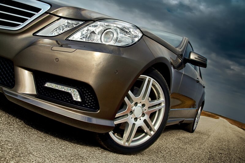 Close-up of luxury car front