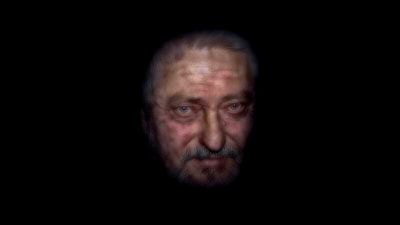 Close-up of Man's Face — Black, Dramatic, Photograph, Beard