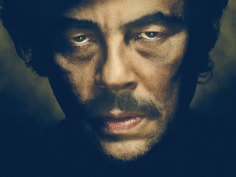 Close-up of Man's Face — Blue, Dramatic, Photograph