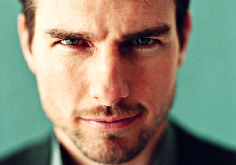 Close-up of Man's Face — Teal, Intense
