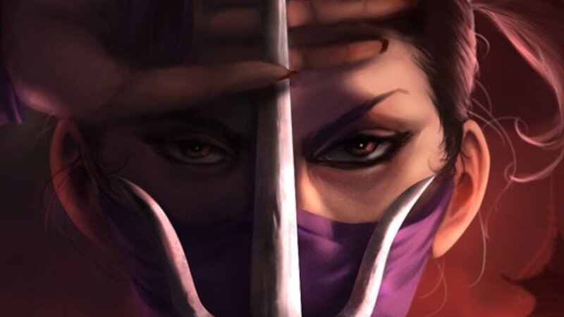 Close-up of Masked Character — Purple, Dramatic