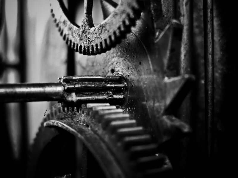 Close-up of Mechanical Gears — Black