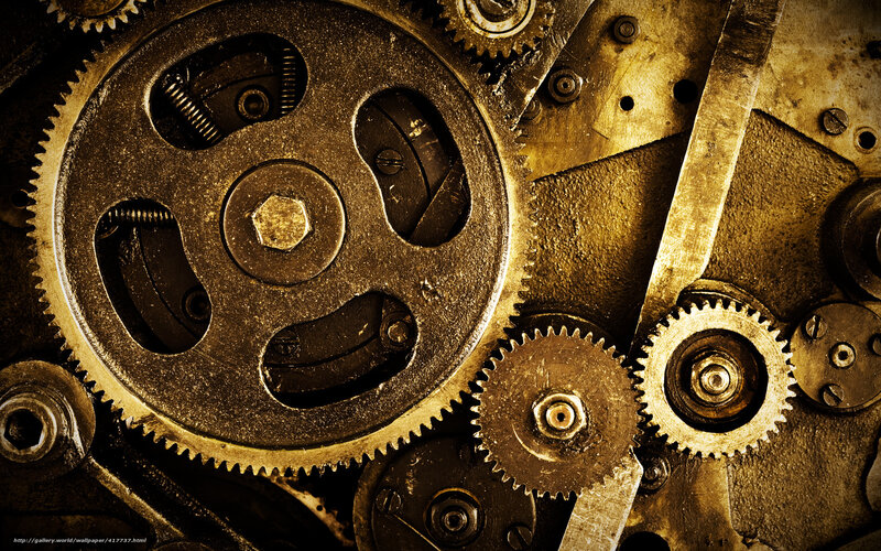 Close-up of Mechanical Gears — Brown