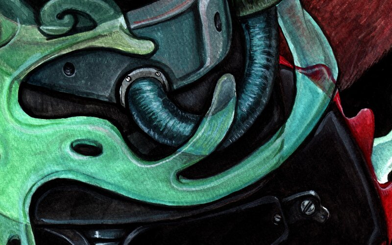 close-up of mechanical mask