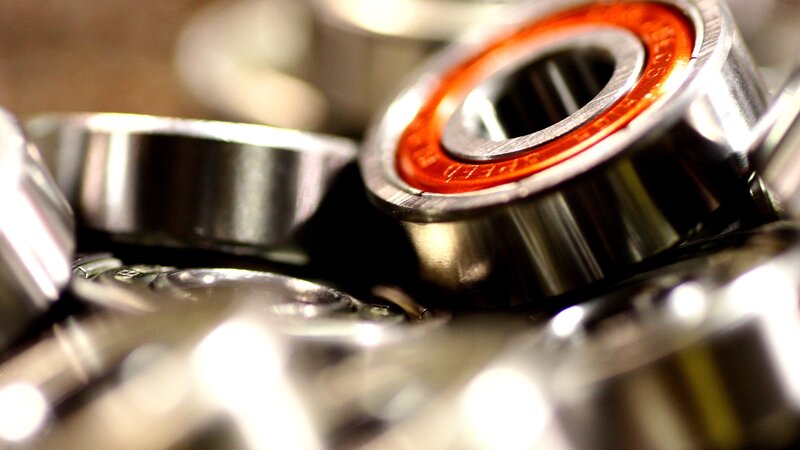 close-up of metal bearings
