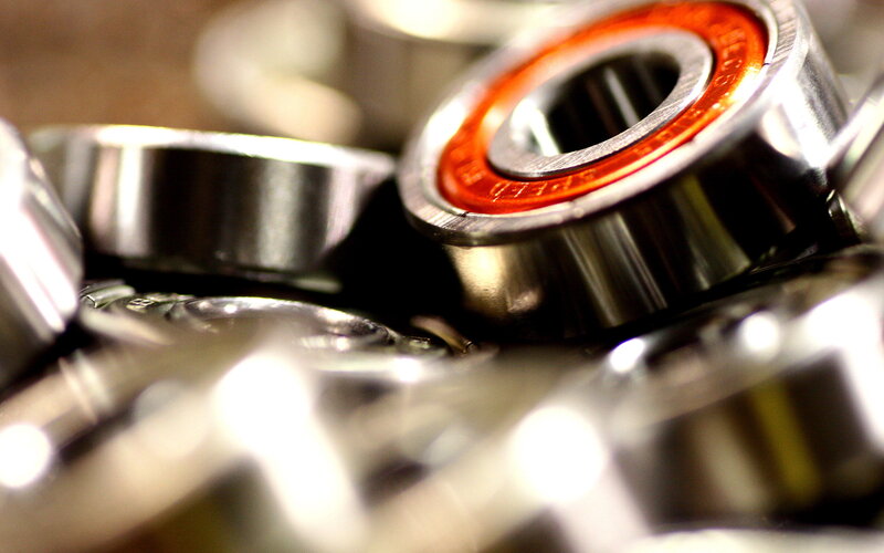 close-up of metal bearings