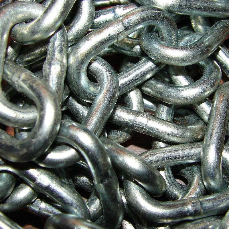 close-up of metal chain links