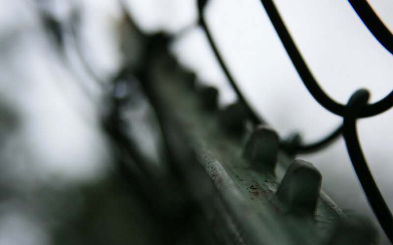 close-up of metal fence