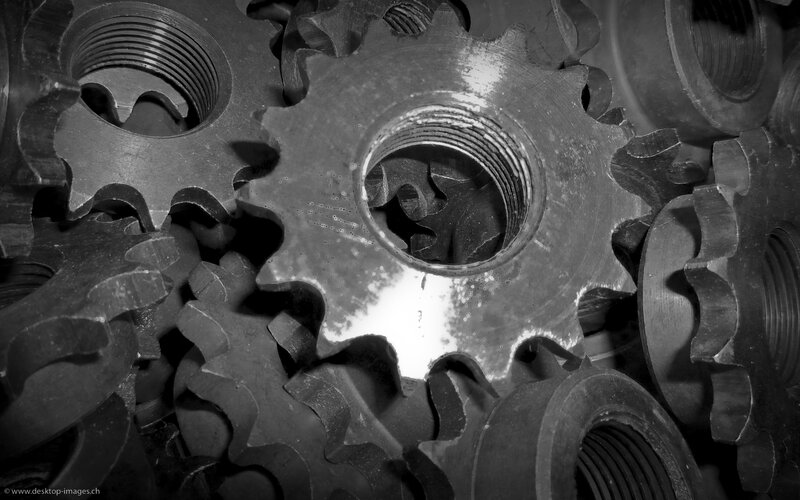 close-up of metal gears