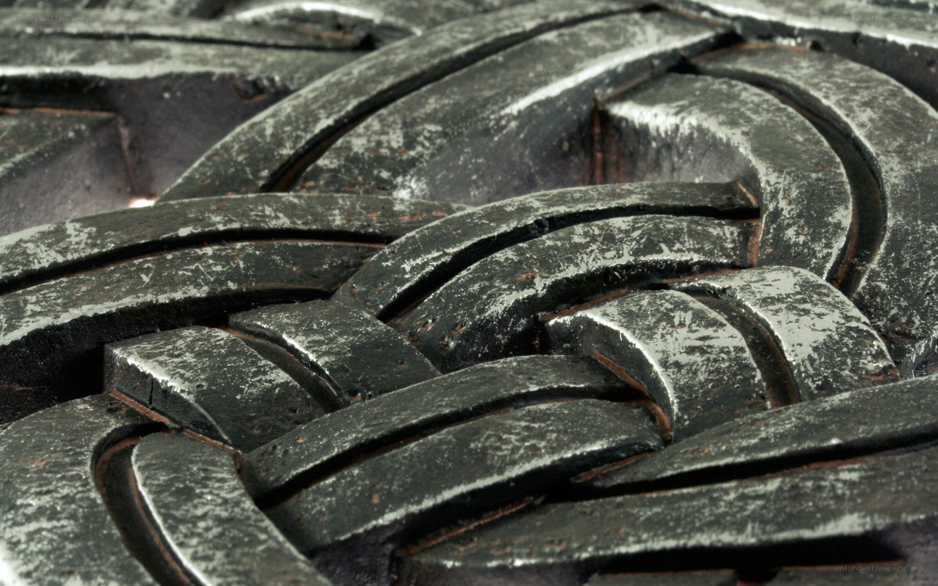 close-up of metal knotwork