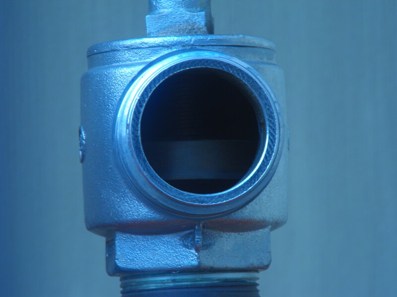 close-up of metal pipe fitting