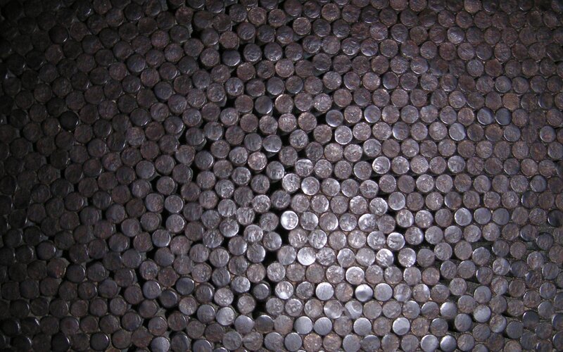 close-up of metal rods