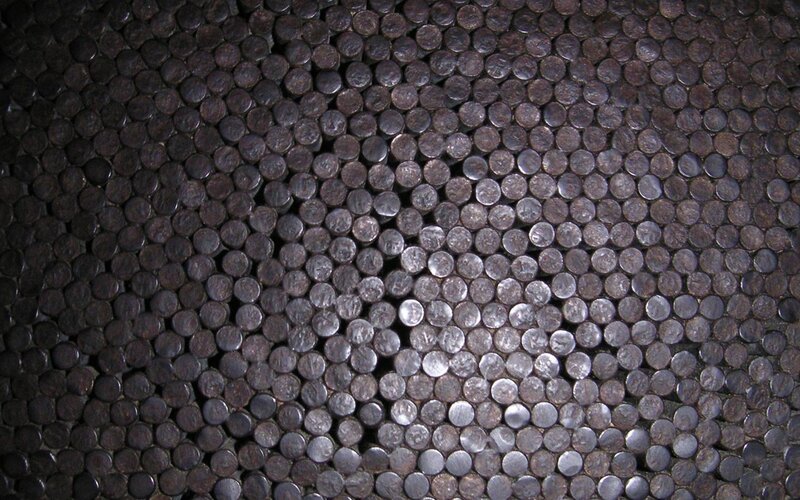 close-up of metal rods