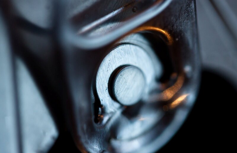 close-up of metal wheel hub