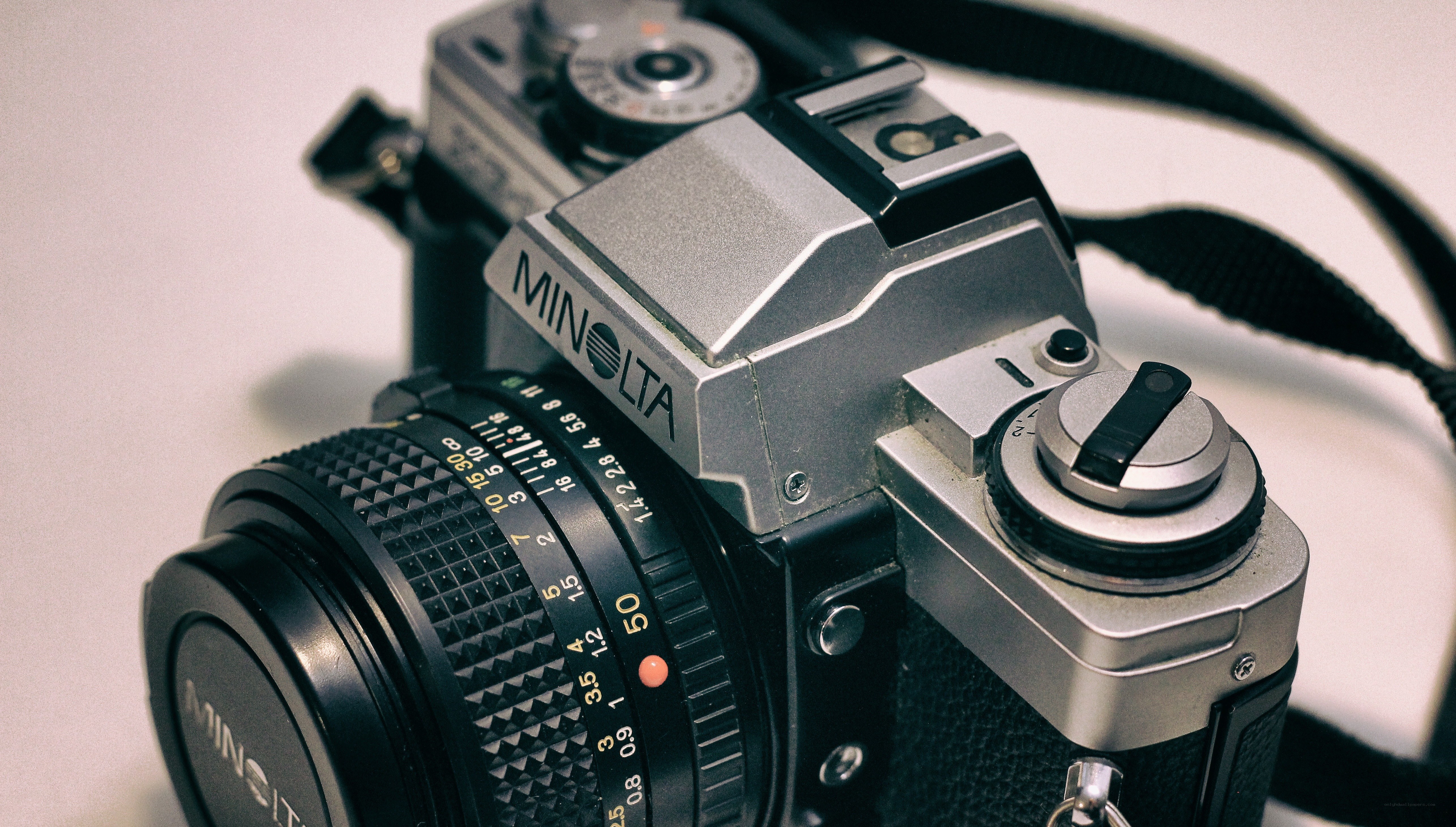 Close-up of Minolta camera