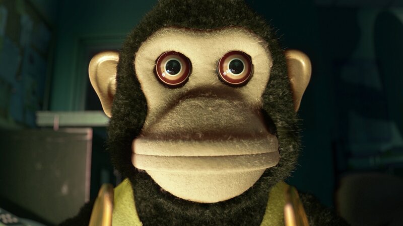 close-up of monkey puppet