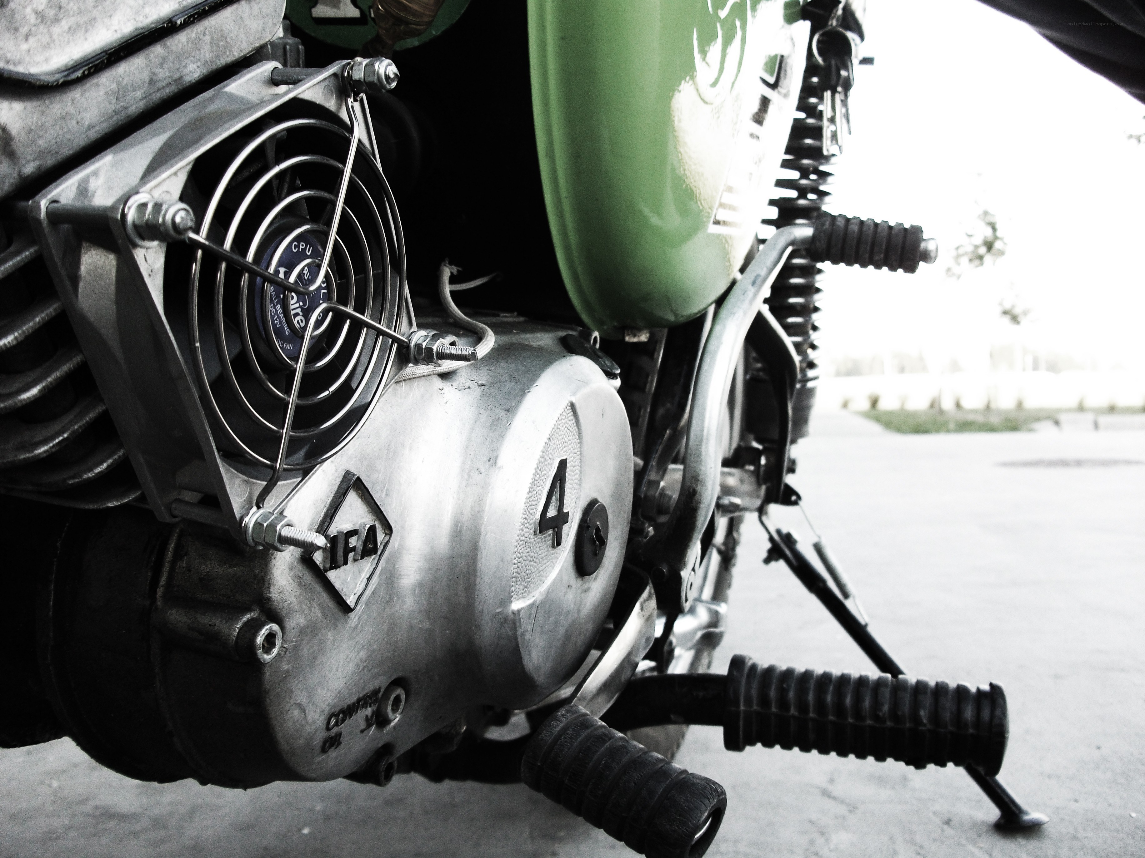 close-up of motorcycle engine