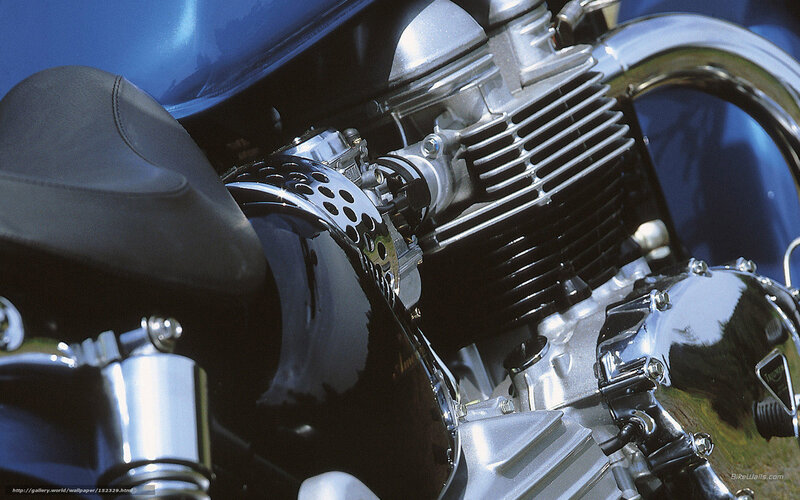 Close-up of Motorcycle Engine — Blue