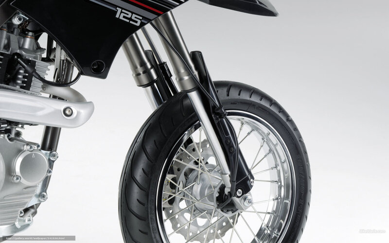 close-up of motorcycle front wheel