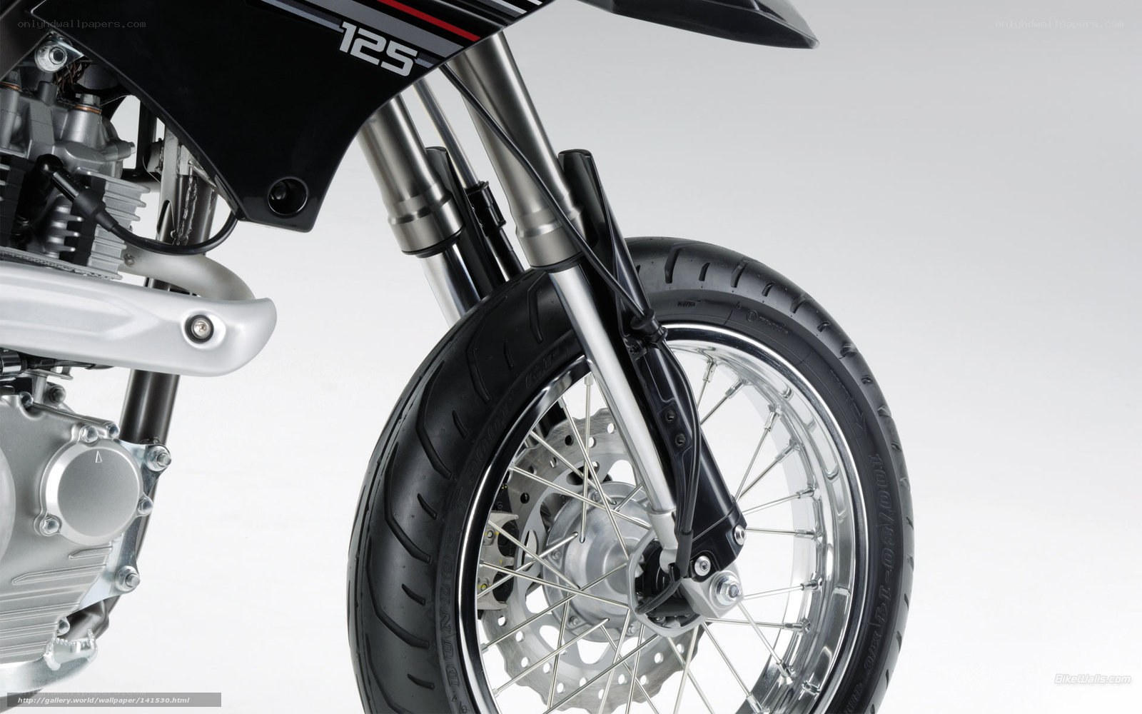 close-up of motorcycle front wheel