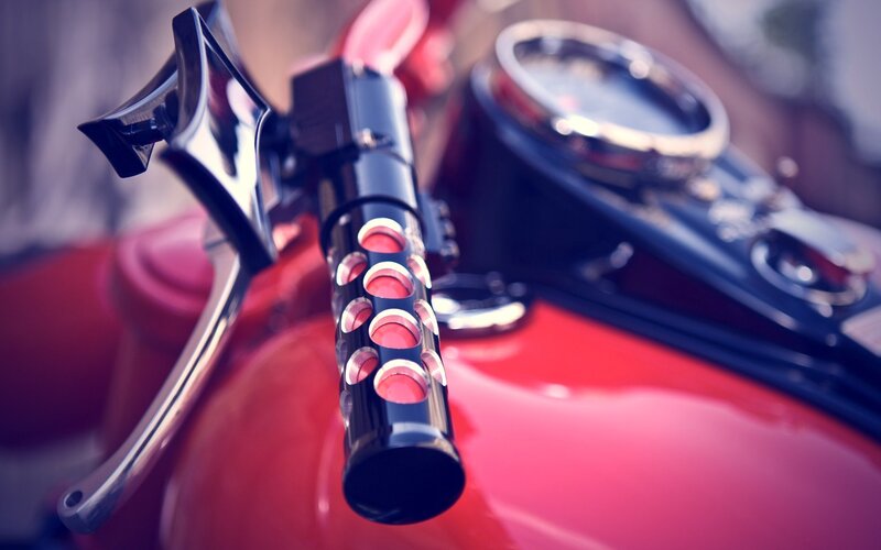 close-up of motorcycle handlebars