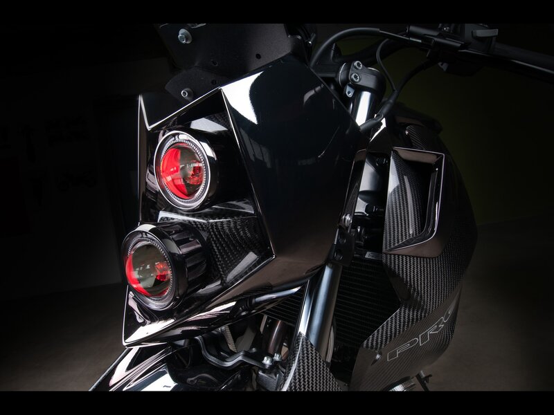 close-up of motorcycle headlight