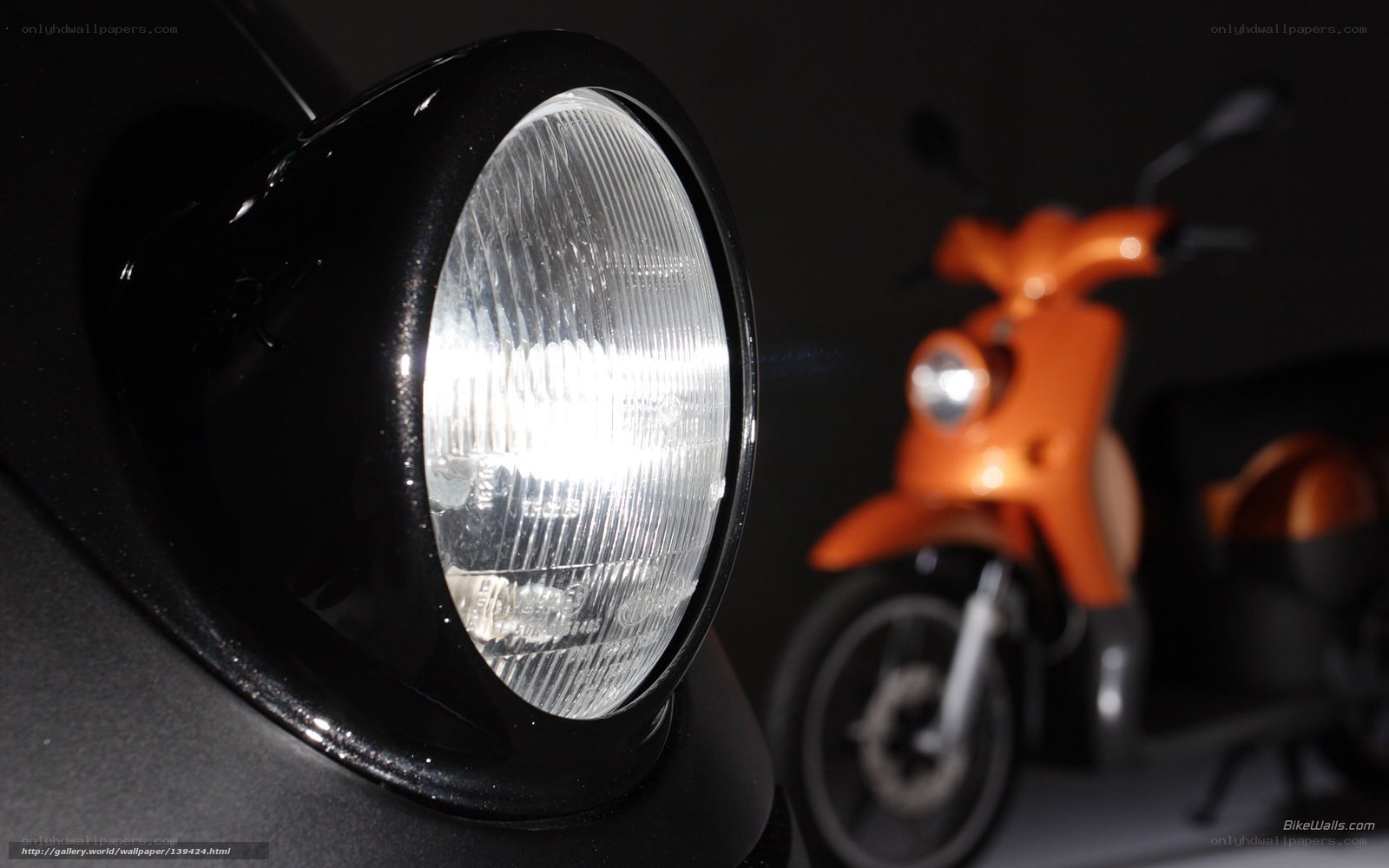 Close-up of motorcycle headlight