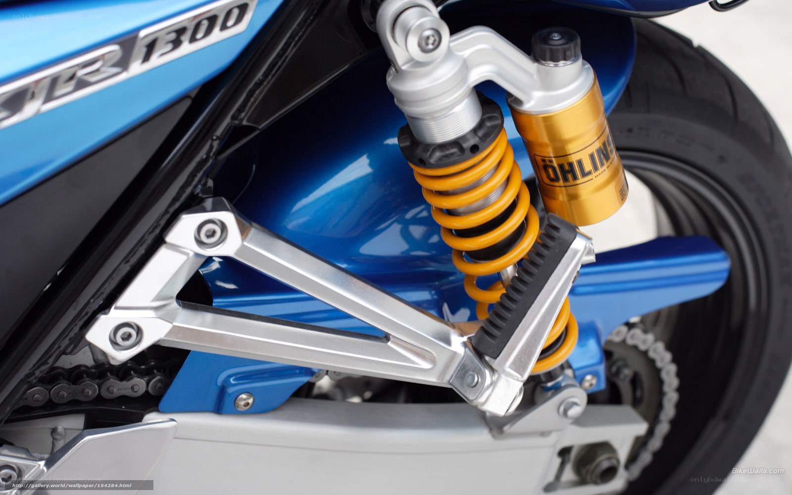 close-up of motorcycle rear suspension