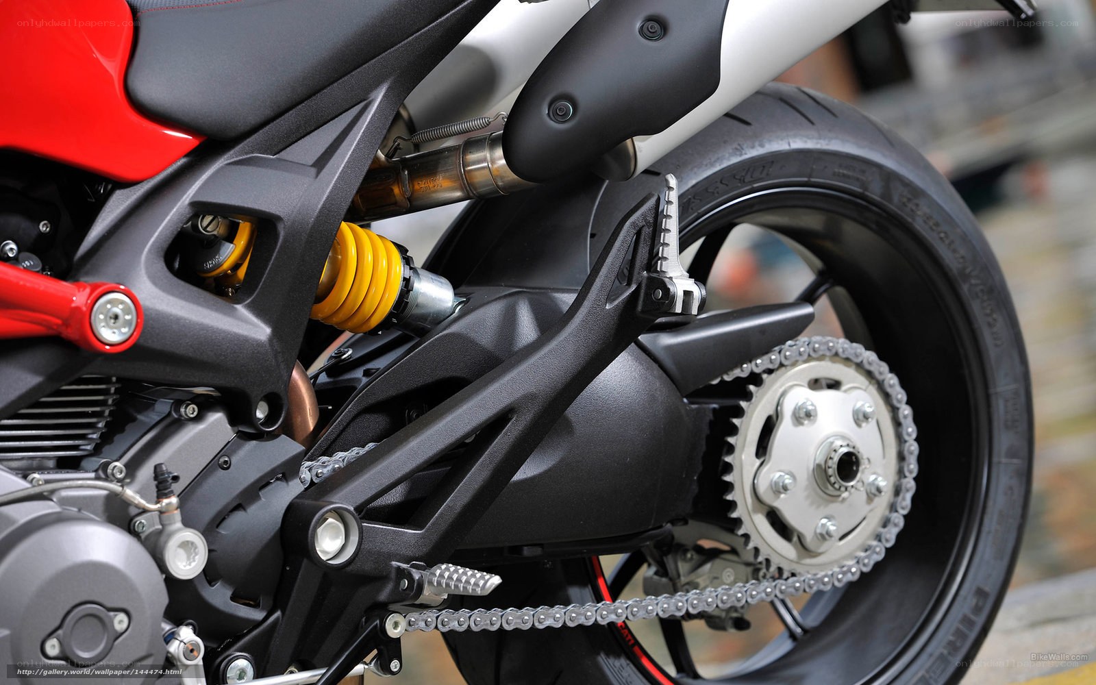 close-up of motorcycle rear wheel