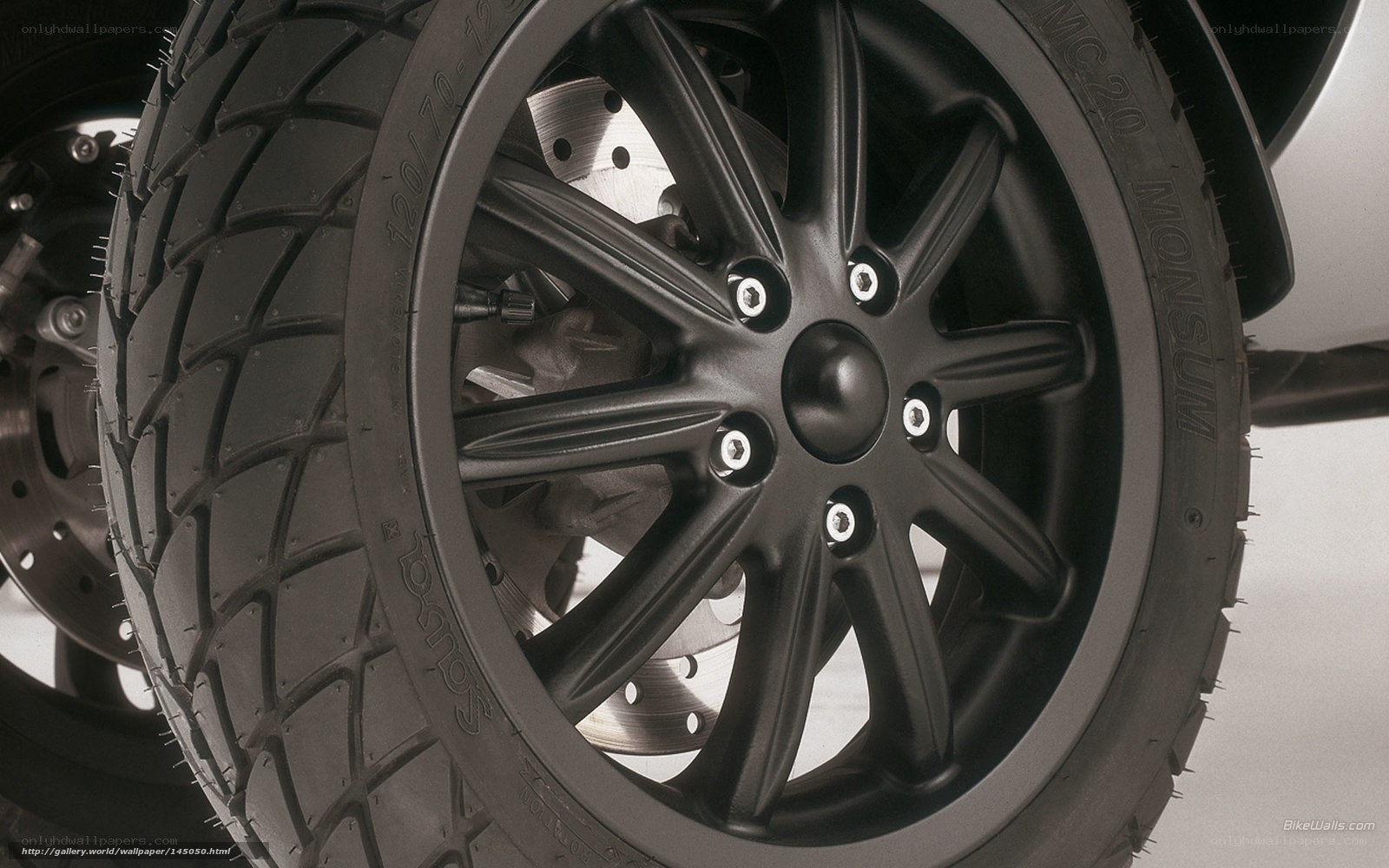 close-up of motorcycle wheel
