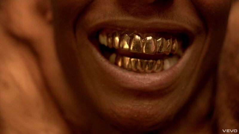 Close-up of Mouth with Gold Teeth