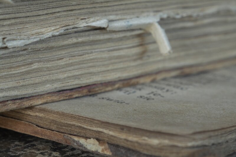 close-up of old book pages