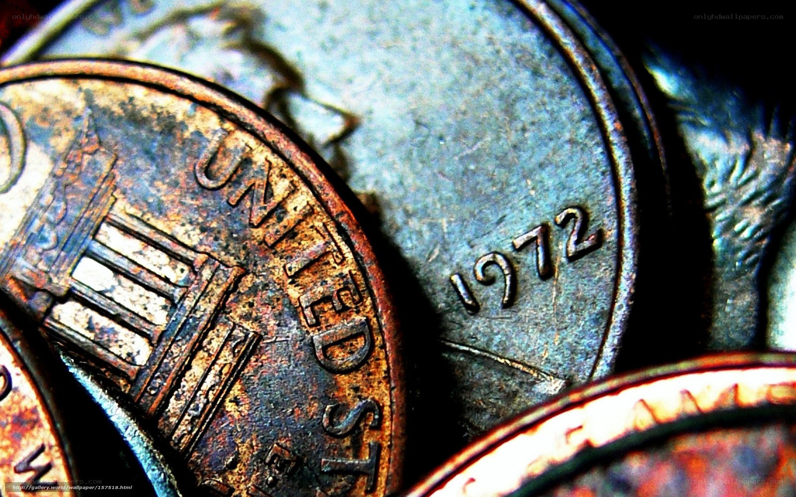 Close-up of old coins