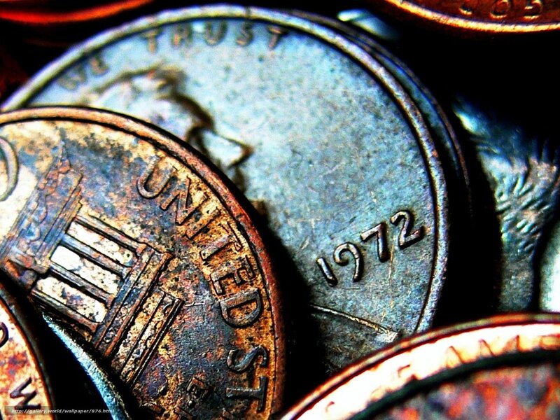 Close-up of old US coins