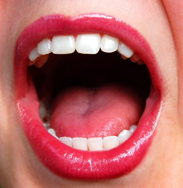 close-up of open mouth
