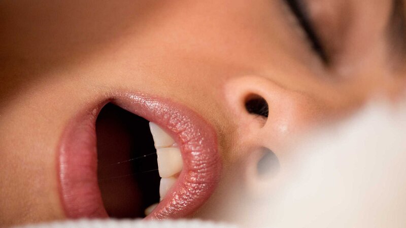 close-up of open mouth