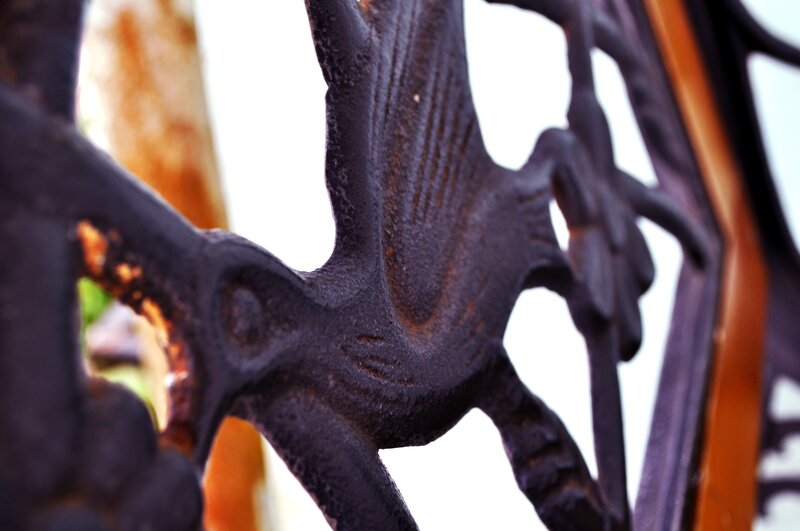 close-up of ornate metalwork