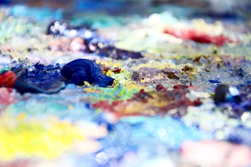 Close-up of Paint Palette — Blue