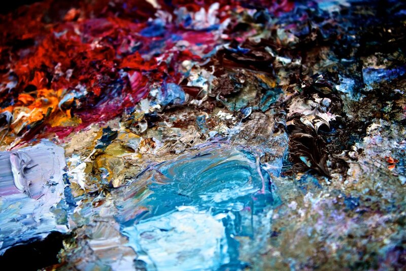 close-up of paint palette