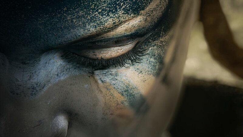 close-up of painted face