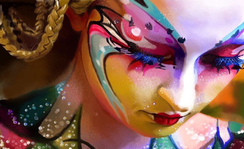 Close-up of Painted Face — Yellow