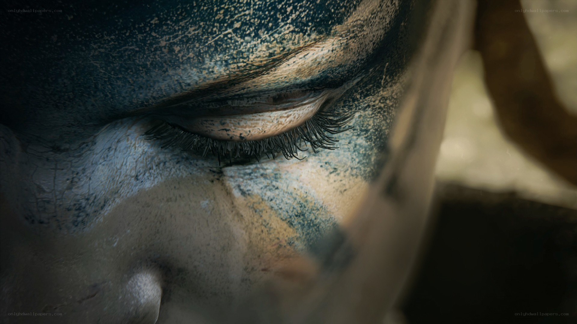 close-up of painted face
