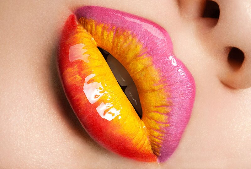 Close-up of Painted Lips — Red