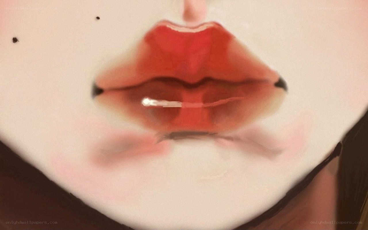 close-up of painted lips