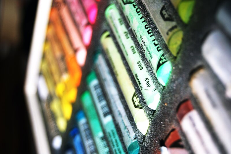 Close-up of pastel crayons