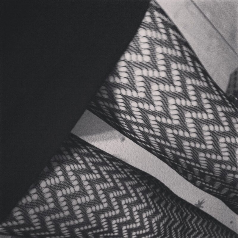 close-up of patterned tights