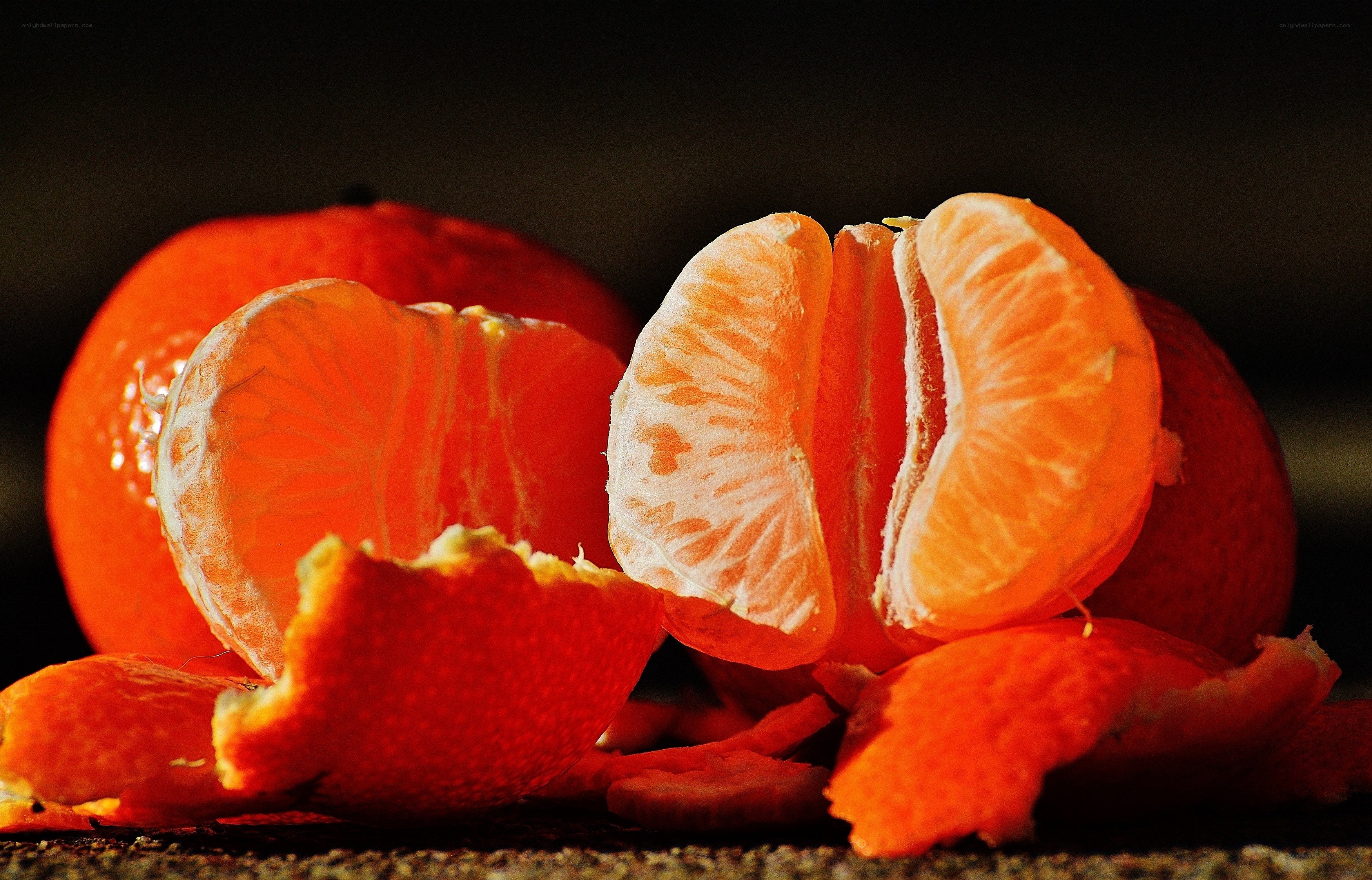 Close-up of peeled tangerines