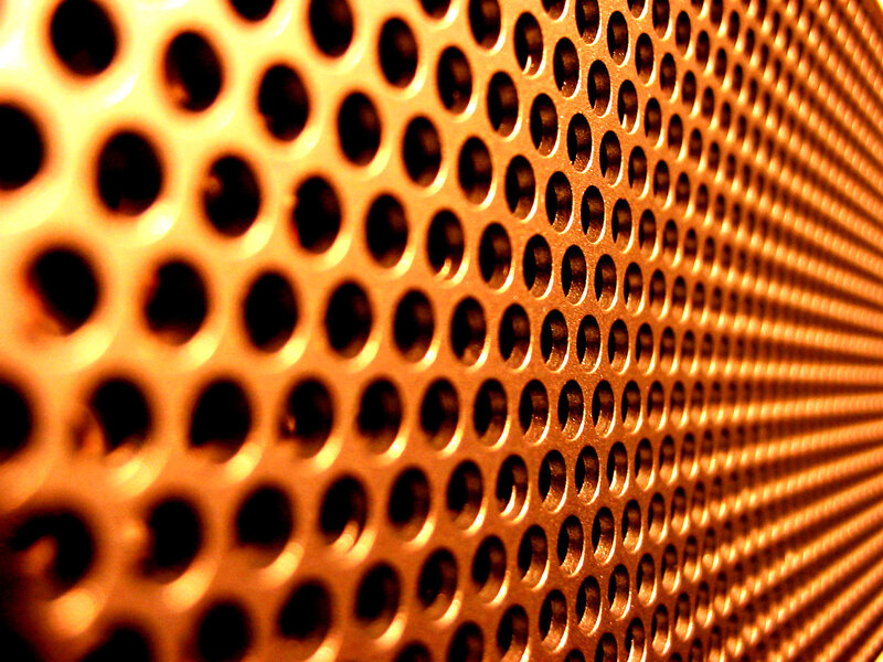 close-up of perforated metal