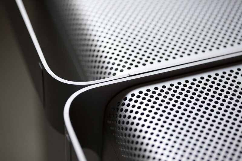 close-up of perforated metal surface