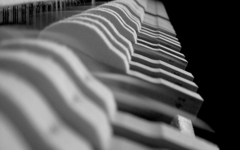 close-up of piano hammers